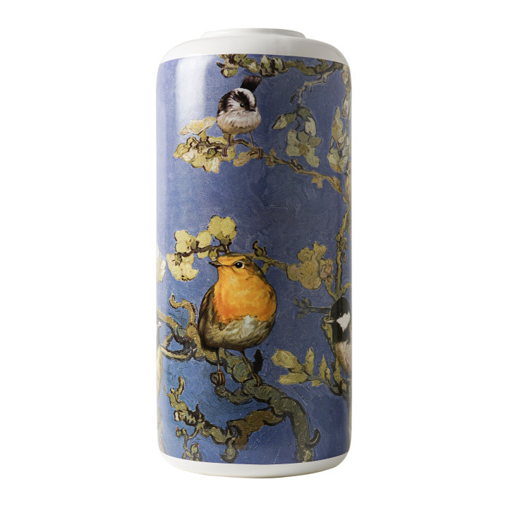 Heinen Delfts Blauw + Cilinder vaas, Vogels van Van Gogh 